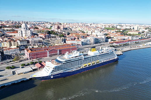 Spirit of Discovery docked in Lisbon